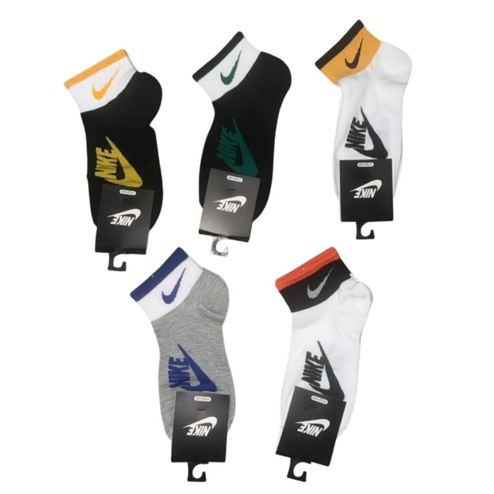 Nike Ankle Socks 5 Pair Assorted Colors New With Tags